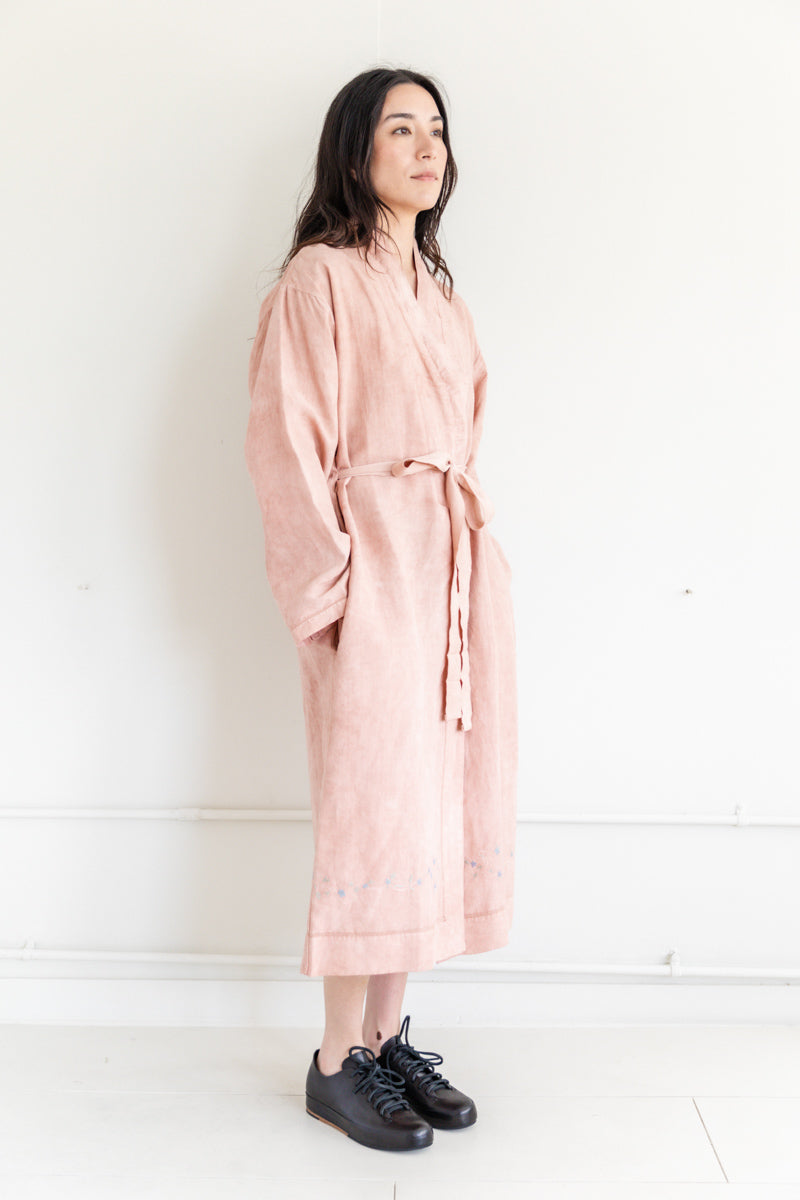 ROBE DRESS IN DYED ANTIQUE LINEN