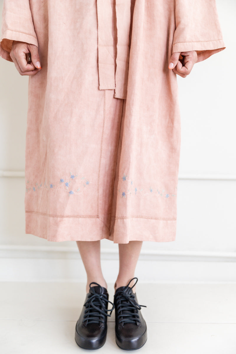 ROBE DRESS IN DYED ANTIQUE LINEN