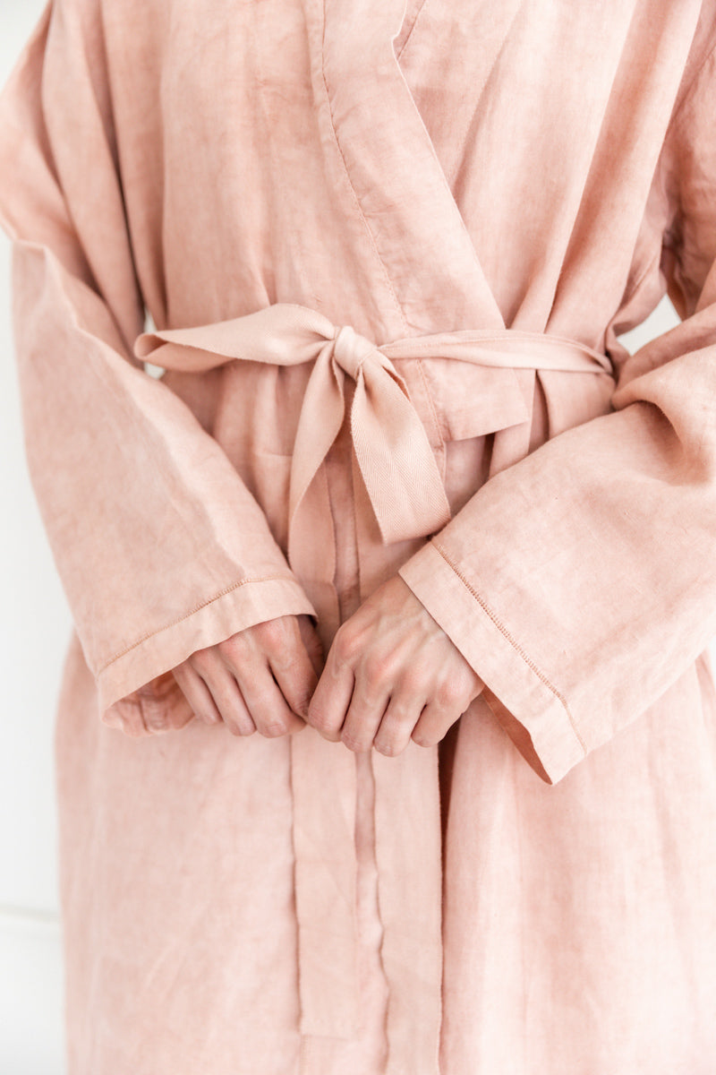 ROBE DRESS IN DYED ANTIQUE LINEN