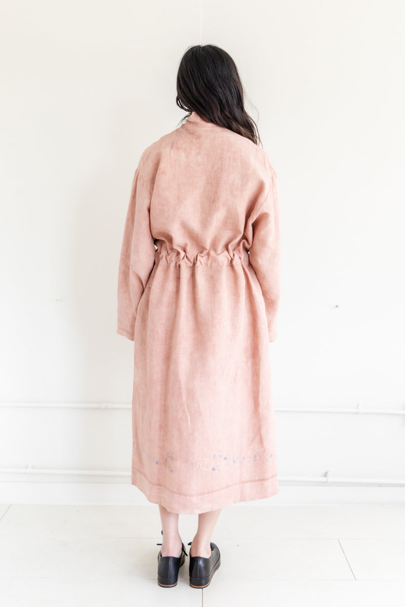 ROBE DRESS IN DYED ANTIQUE LINEN