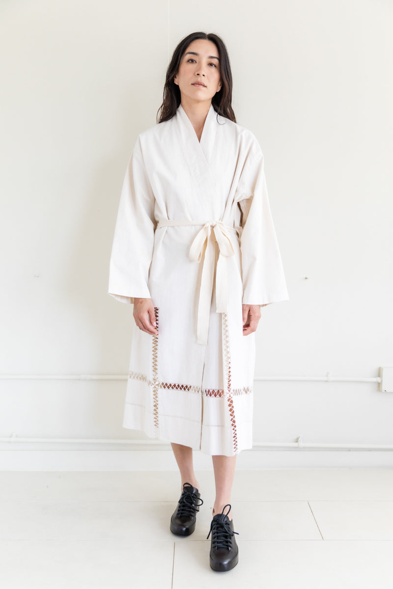 ROBE DRESS IN NATURAL ANTIQUE COTTON