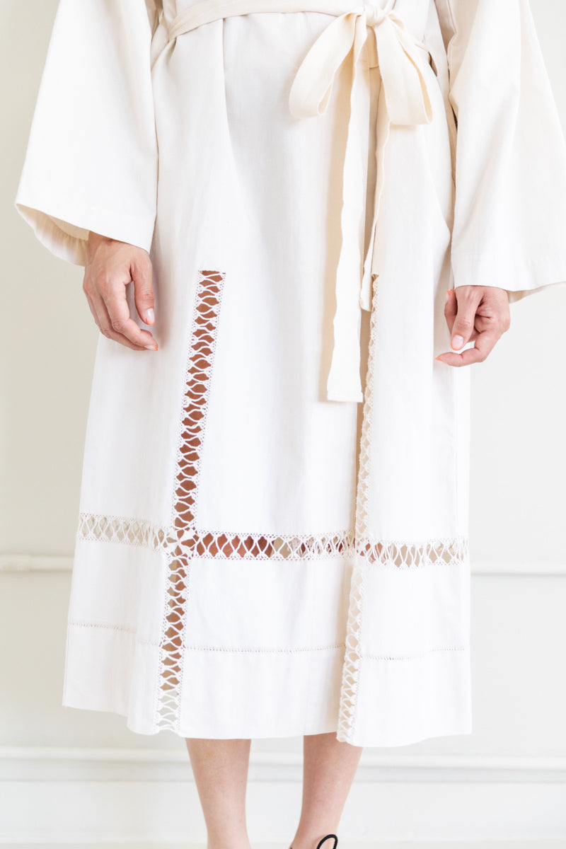 ROBE DRESS IN NATURAL ANTIQUE COTTON