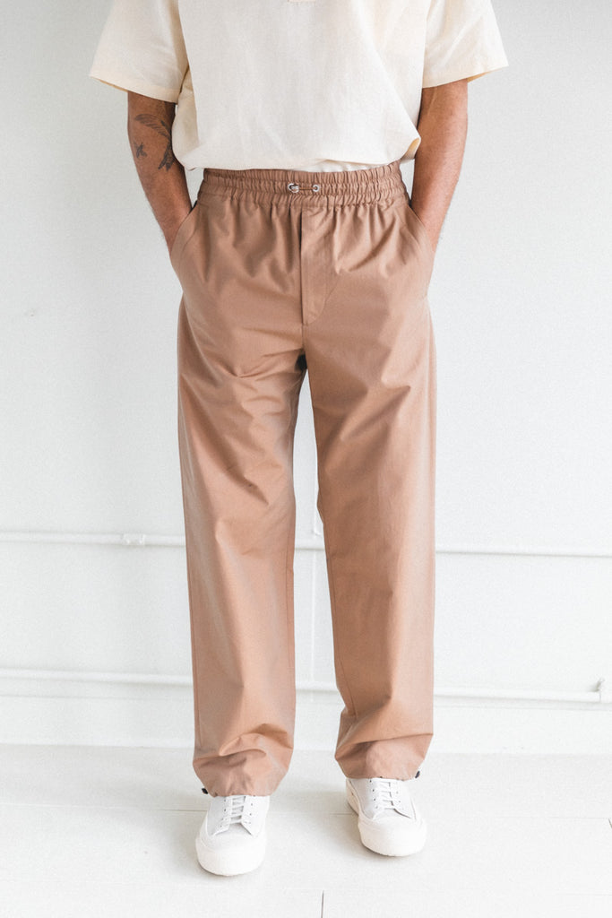 FINX TUSSAH CHAMBRAY EASY PANTS IN LIGHT BROWN CHAMBRAY — Shop Boswell