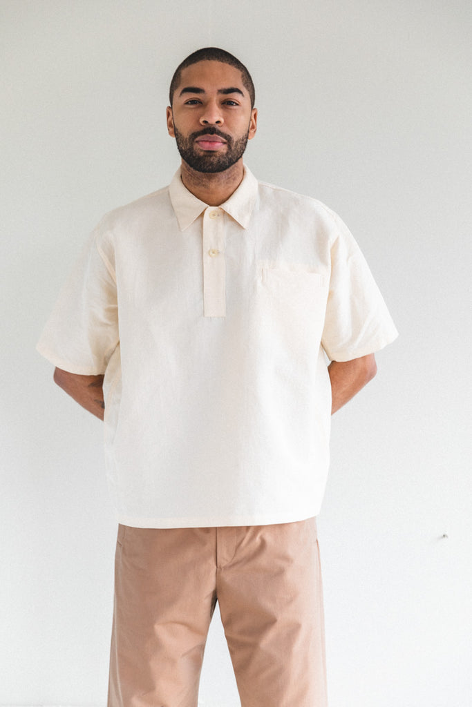 HIGH DENSITY FINX LINEN WEATHER SHIRTS IN ECRU