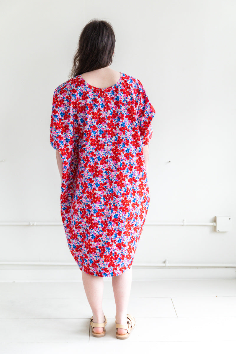 MOXY DRESS IN RED POSY POPLIN