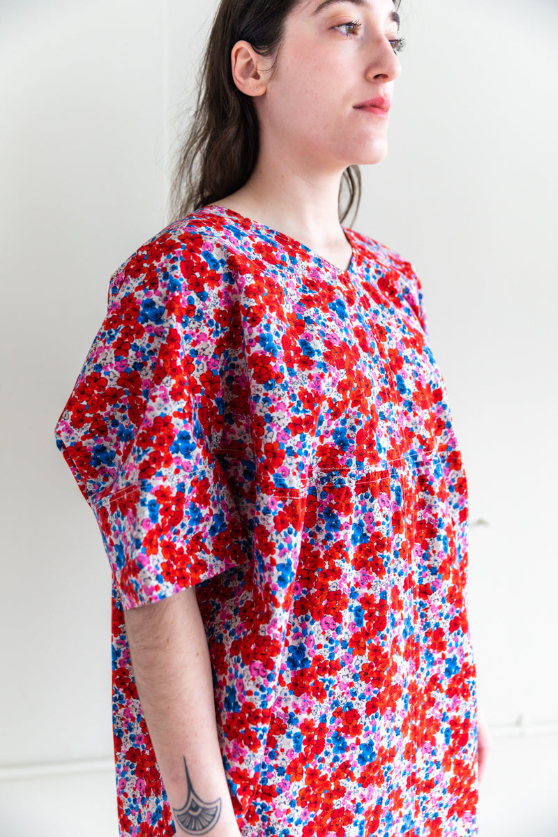 MOXY DRESS IN RED POSY POPLIN