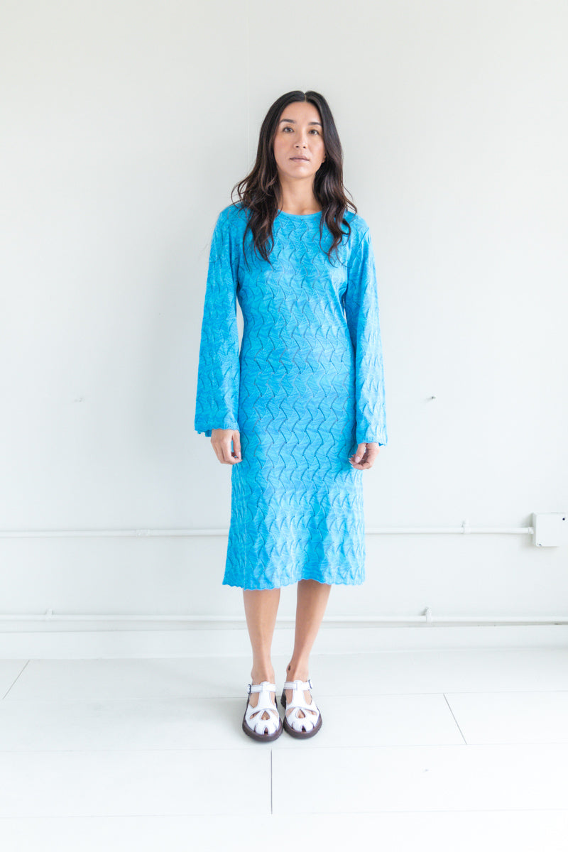 REBEL LONG SLEEVE DRESS IN CYAN 1