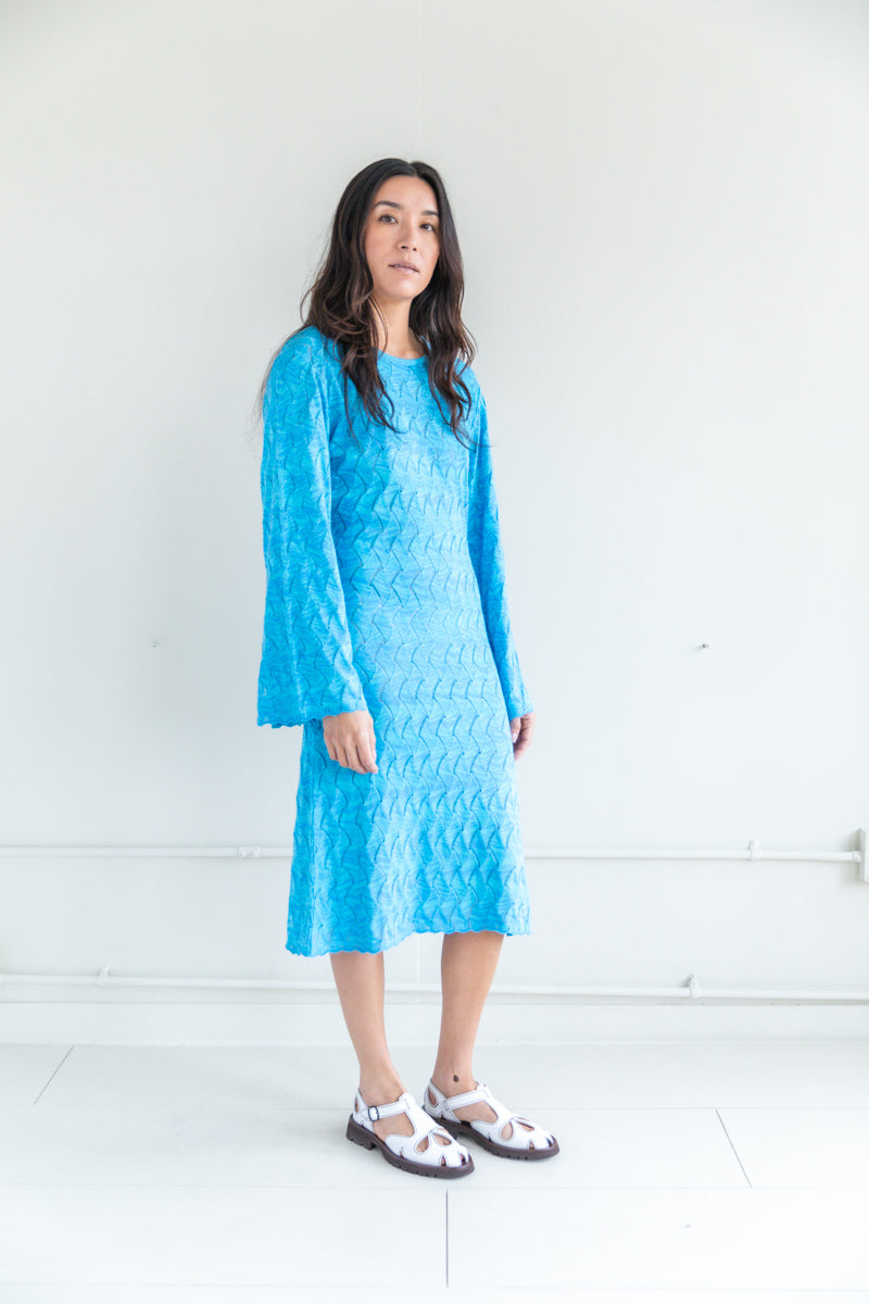 REBEL LONG SLEEVE DRESS IN CYAN 1