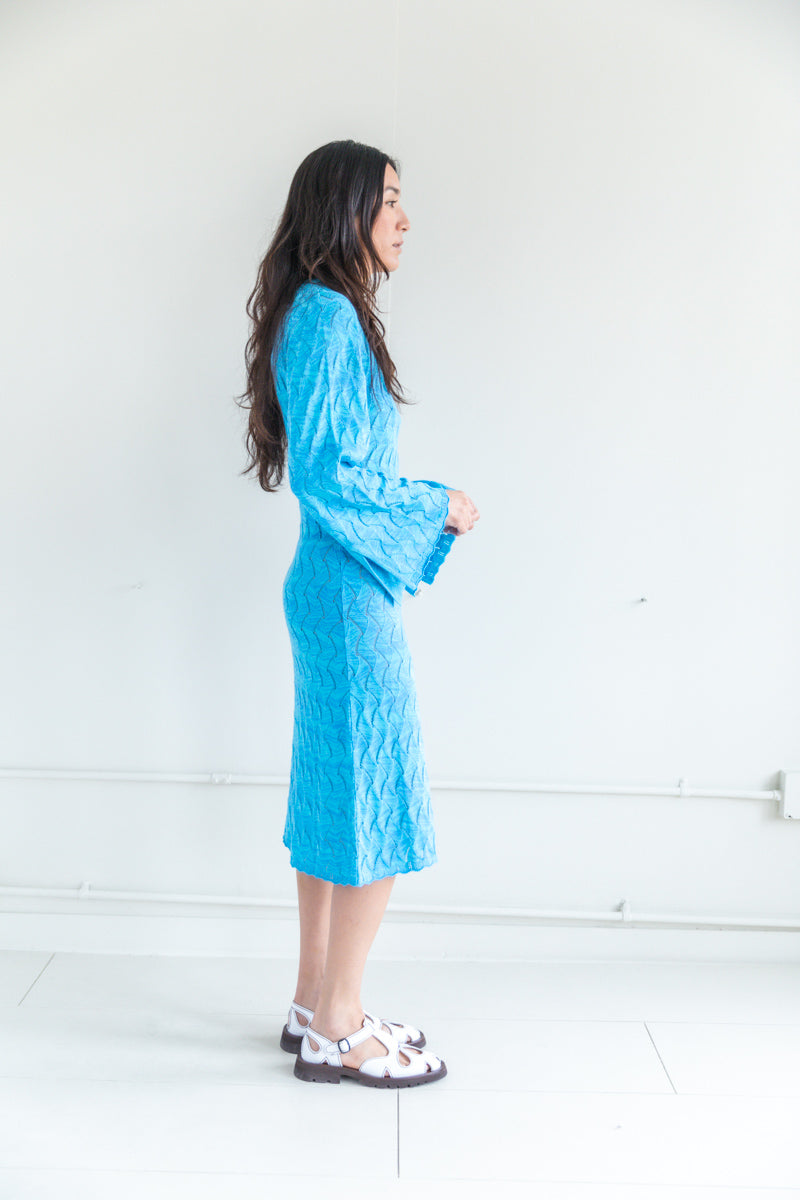 REBEL LONG SLEEVE DRESS IN CYAN 1