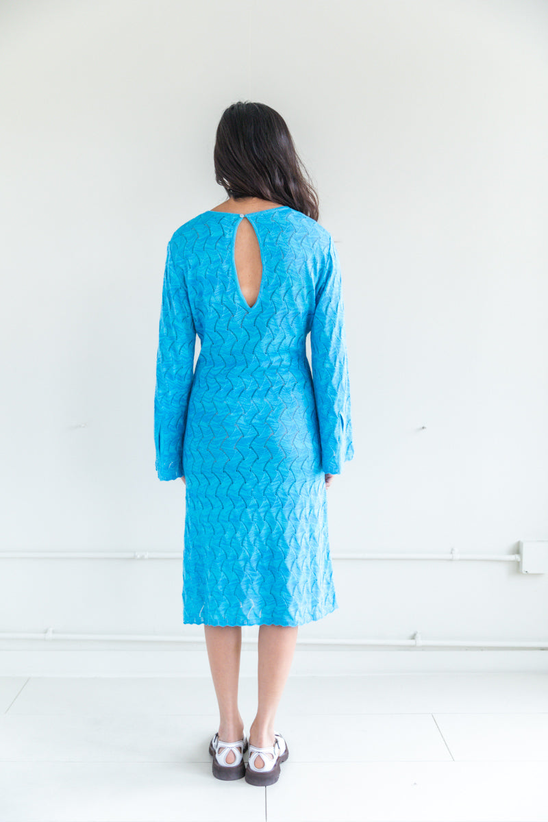 REBEL LONG SLEEVE DRESS IN CYAN 1